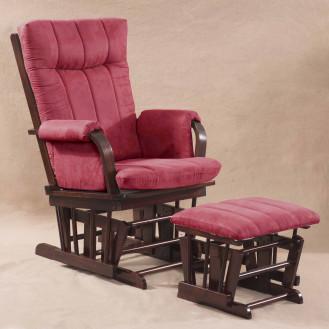 Artiva USA Home Deluxe Marsala Microfiber Cushion Glider Chair and Ottoman Set