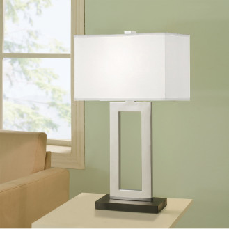 Artiva USA Geometric 29-inch Contemporary Chrome & Black Contrast Table Lamp with Rectangular Hardback Shade