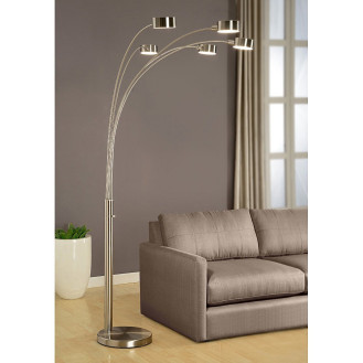 Artiva USA 'Micah' Modern Arched Brushed Steel 88-inch Floor Lamp with Rotatable Shade and Dimmer