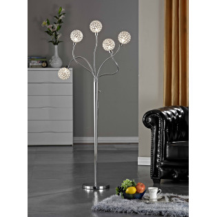 Artiva USA SOHO 65"H Modern 5-Light Brushed Steel Crystal Balls Floor Lamp with Dimmer