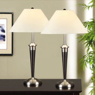Artiva USA 2-piece Classic Cordinates Espresso and Brushed Steel Table Lamps