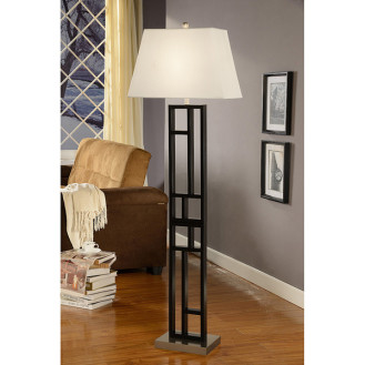 Artiva USA Perry 64-inch Geometric-Sculptured, Black and Brushed Steel-Finished Floor Lamp
