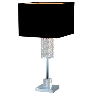 Artiva USA Adelyn 27-inch Square Modern Chrome and Black Crystal Table Lamp