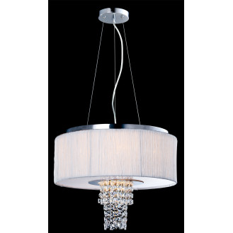 Artiva USA Adrienne 6-Light Stainless Steel , Chrome Crystal Chandelier with Plisse Fabric Shade