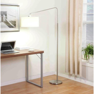 Artiva USA 'The 80-Degrees' 64-Inch Medium Arch Brushed Steel Telescope Reach Floor Lamp with White Shade