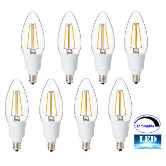 Artiva USA Dimmable Filament LED 2700K Warm Light Fine Tip Bulb 40 watt replacement (Set of 8) L2A-4TDM-E12-27-8