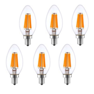 Artiva USA Dimmable LED 2700K Warm Light Flame Tip Bulb, Chrome/Clear (Set of 6)  L2A-6TDM-E12-30-6