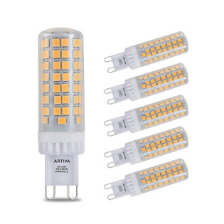 Artiva USA 60W equivalent, 7W G9 Dimmable LED light bulb, 3000K Warm white (Set of 6) LED-G9-7TDM-30-6
