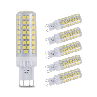 Artiva USA 60W Equivalent, 7W G9 Dimmable LED Light Bulb, 5000K daylight(Set of 6) LED-G9-7TDM-50-6 