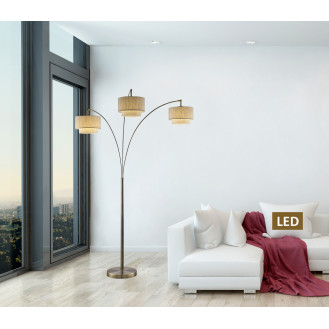 Lumiere III Double Shade LED Arched Floor Lamp With Dimmer