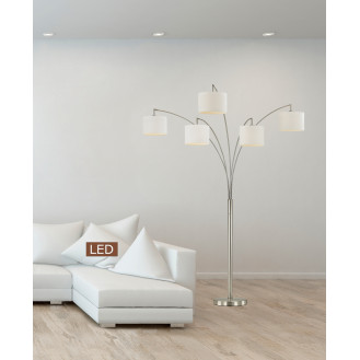 Lucianna 83" 5-Arch LED Floor Lamp With Dimmer, Brushed Steel