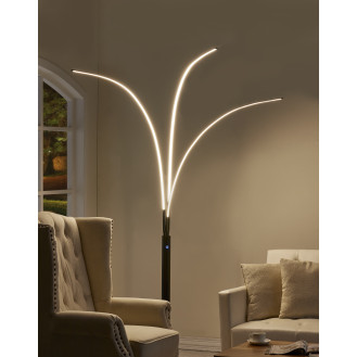 Artiva USA 92" Aurora LED Arch Tree Floor Lamp, Touch Dimmer, Matt Black
