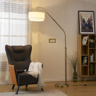 Ariana II Extendable LED Double Shade Arched Floor Lamp