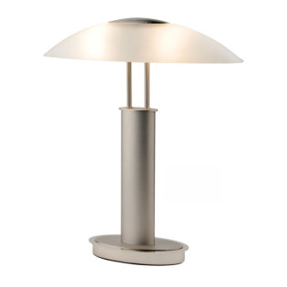 Artiva USA Avalon Plus  LED Satin Nickel  Touch Table Lamp with Oval Canoe and Frosted Glass Shade