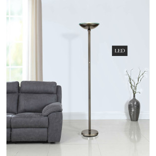 Saturn 71" Brushed Black Steel LED Torchiere  Floor Lamp with Dimmer 