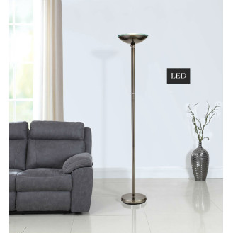 Saturn 71" Brushed Black Steel LED Torchiere  Floor Lamp with Dimmer 
