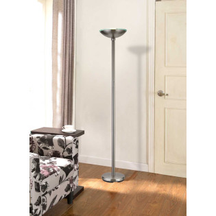 Saturn 71" Brushed Steel LED Torchiere Floor Lamp with Dimmer 