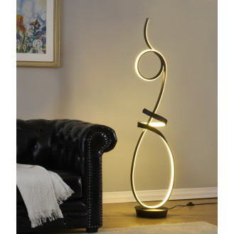 Symphonie 68W Unique Modern Design LED Floor Lamp, Matte Black