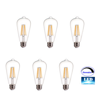 Artiva USA ST21 8W LED Dimmable Light Bulb, Warm White E26/Standard Base (Set of 6) ST21-8TDM-E26-30-6 